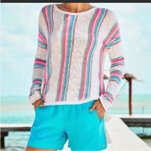 Lilly Pulitzer Pink and Blue Rozalia Lightweight Sweater M